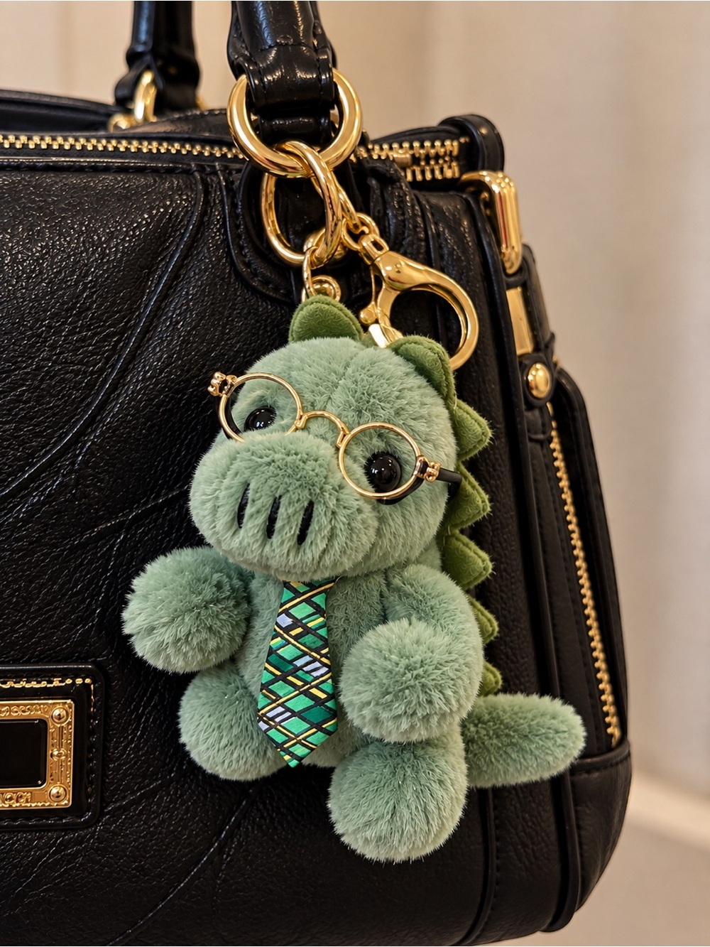 Dinosaur Plush Bag Charm Keychain with Glasses & Tie Dino Professor NWT